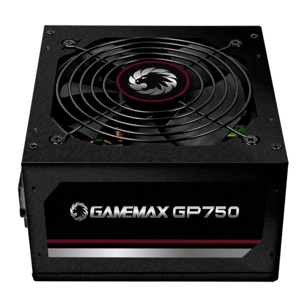 Fonte Gamemax GP750, 750W, 80 Plus Bronze, PFC Ativo, Com Cabo, Preto - GP750