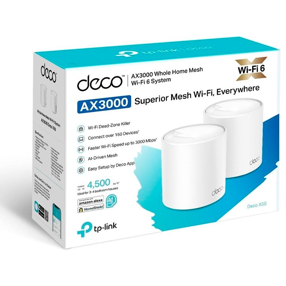 Roteador TP-Link Deco X50, AX3000, WiFi 6, 2402 Mbps, 2 Antenas Internas, Branco - Deco X50(2-pack) - view 7