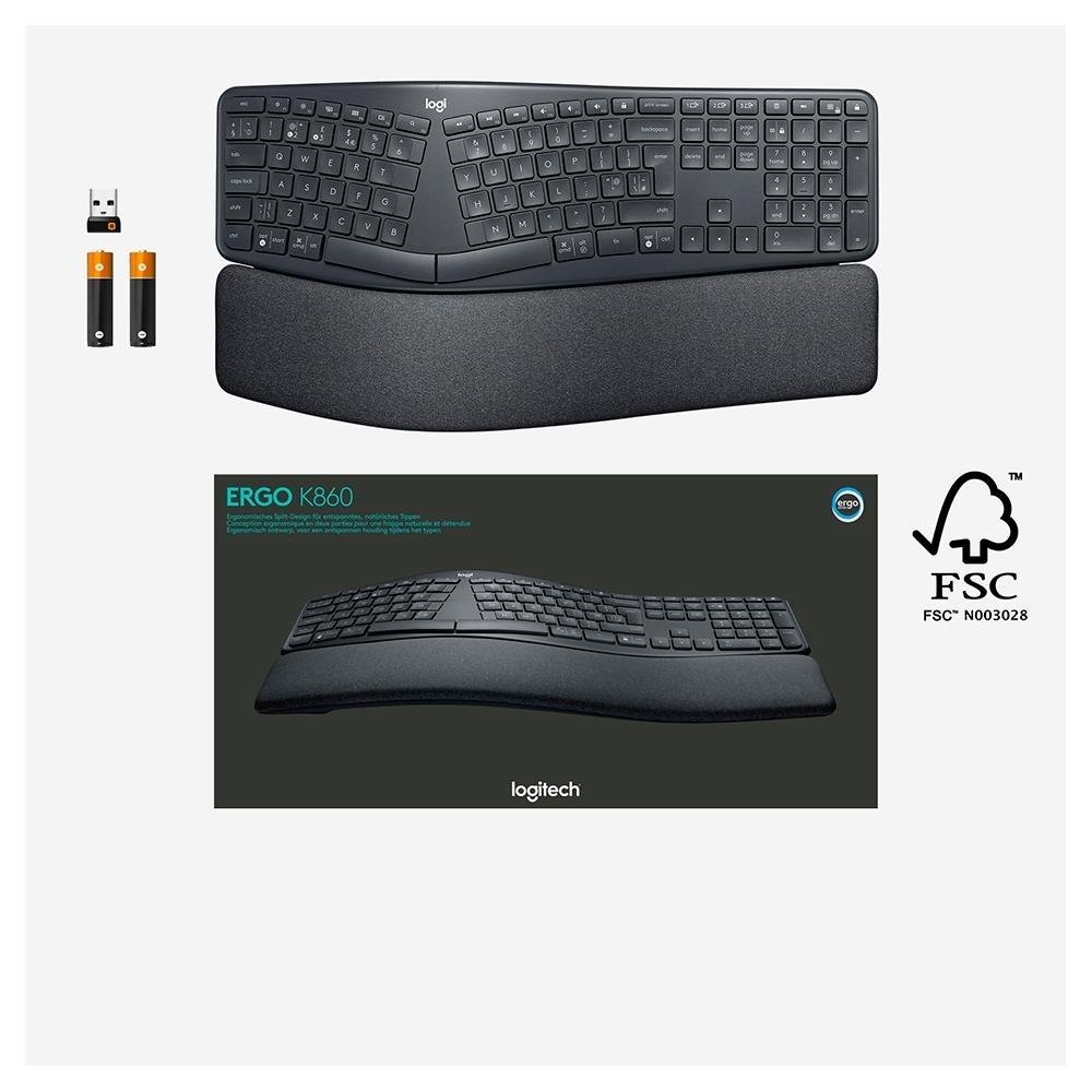 Logicool ERGO K860 セット Kit Logitech - Teclado sem fio ERGO K860 + Mouse sem fio Trackball