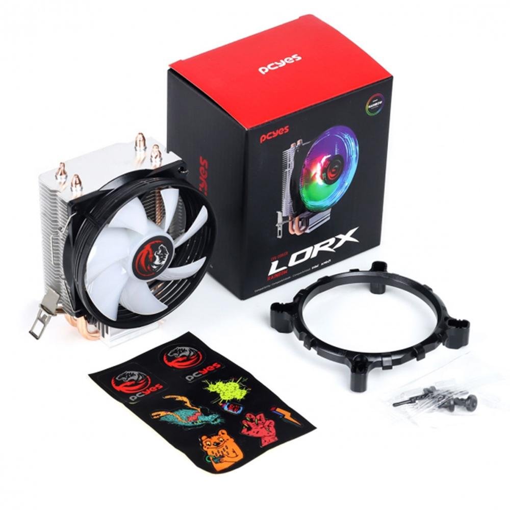 Imagem 10 de 11 do produto Air Cooler Pcyes LOR X Rainbow, LED, AMD/Intel, 92mm, Preto - ACLX92RB