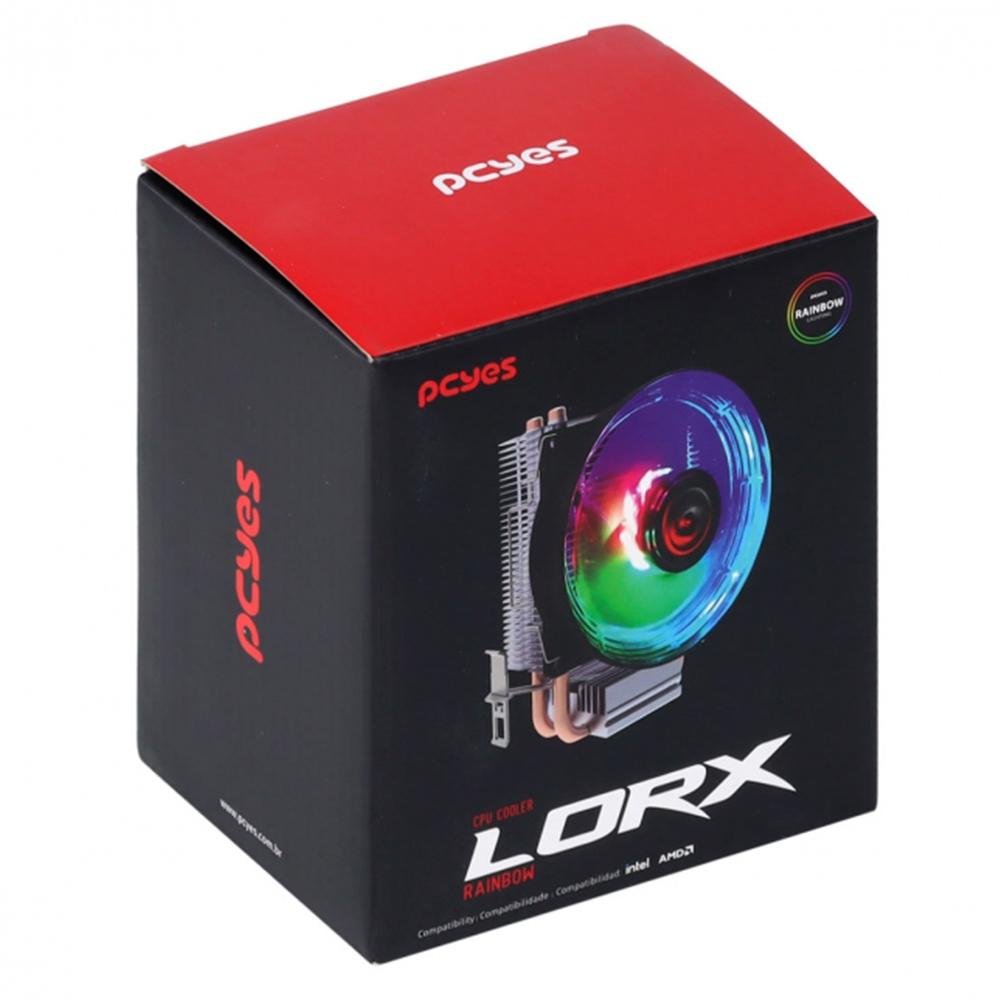 Imagem 11 de 11 do produto Air Cooler Pcyes LOR X Rainbow, LED, AMD/Intel, 92mm, Preto - ACLX92RB