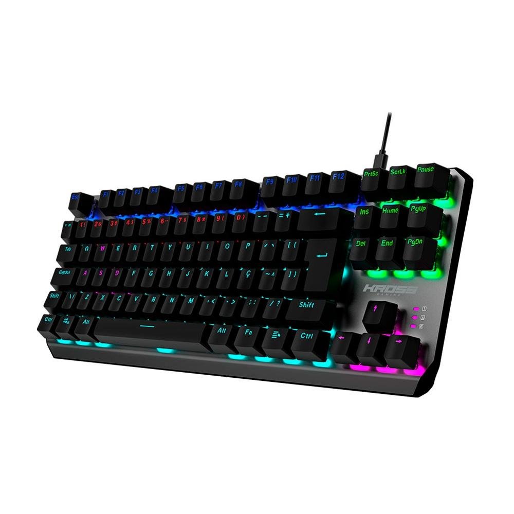 Imagem 2 de 2 do produto Teclado Mecânico Gamer Kross Randgrid TKL Rainbow, USB, Switch Azul, ABNT2, Metal - KE-KG125