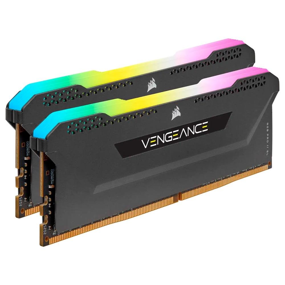 Memória RAM Corsair Vengeance RGB PRO SL, 16GB (2x8GB), 3200MHz, DDR4, CL16, Preto - CMH16GX4M2E3200C16 - view 2