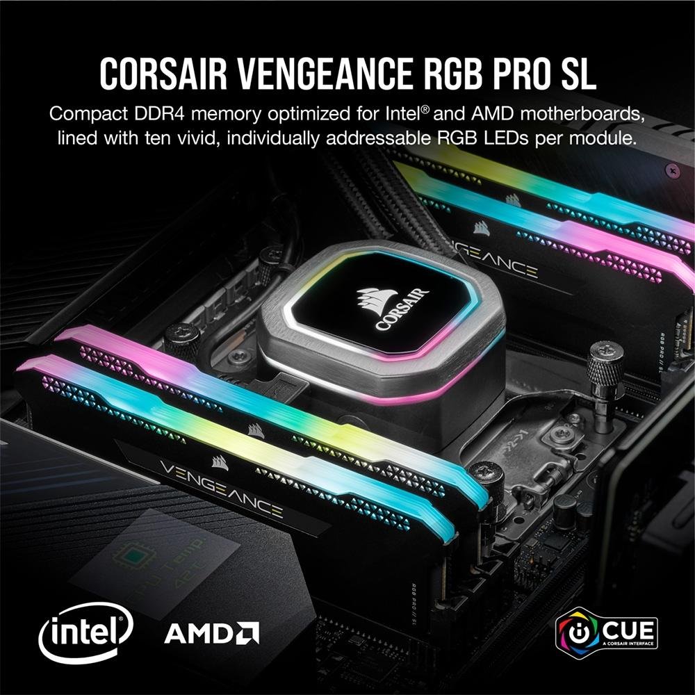 Memória RAM Corsair Vengeance RGB PRO SL, 16GB (2x8GB), 3200MHz, DDR4, CL16, Preto - CMH16GX4M2E3200C16 - view 7