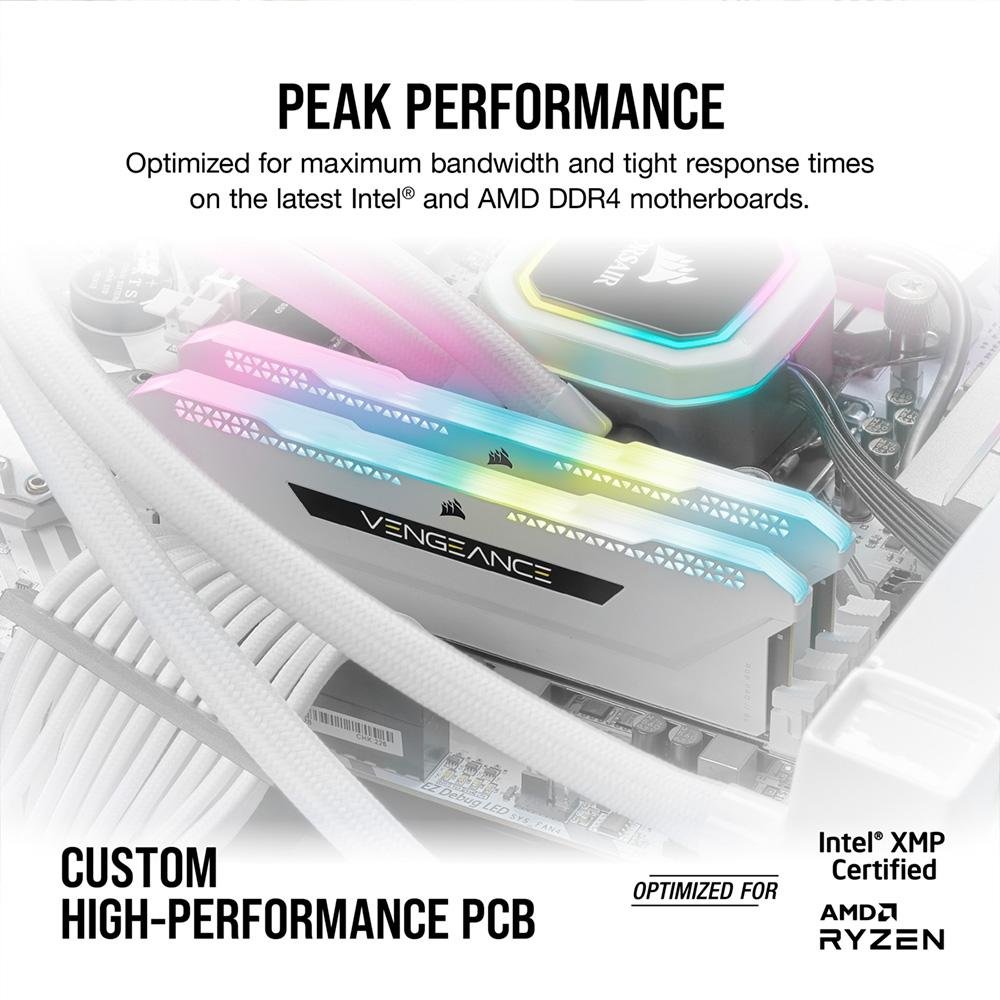 Imagem 7 de 12 do produto Memória RAM Corsair Vengeance RGB PRO SL, 32GB (2x16GB), 3200MHz, DDR4, CL16, Branco - CMH32GX4M2E3200C16W