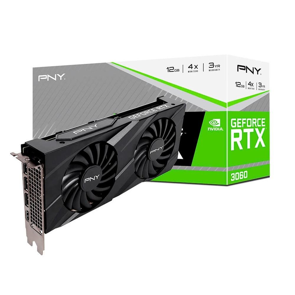 Placa de Video PNY NVIDIA Geforce RTX 3060, 12 GB GDDR6, DLSS, Ray Tracing - VCG306012DFBPB1