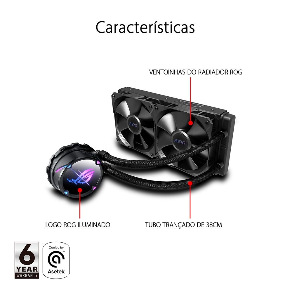Water Cooler Asus Rog Strix LC II, 240 ARGB, 240mm, AMD e Intel