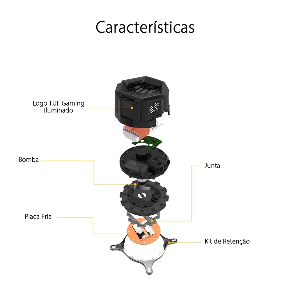 Water Cooler ASUS TUF Gaming LC, 240 ARGB, 240mm, AMD/Intel, Preto - 90RC00G1-M0UAY1 Water Cooler ASUS TUF Gaming LC, 240 ARGB, 240mm, AMD/Intel, Preto - 90RC00G1-M0UAY1