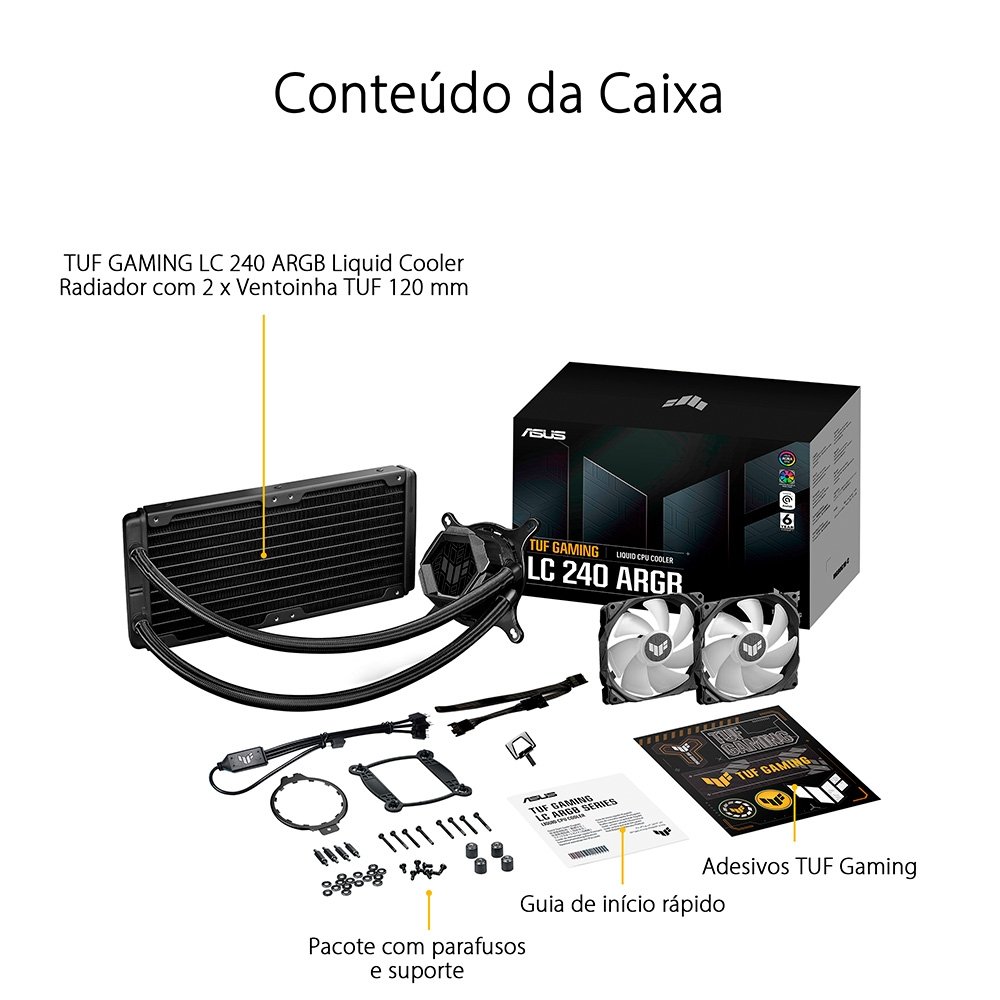 Imagem 8 de 8 do produto Water Cooler ASUS TUF Gaming LC, 240 ARGB, 240mm, AMD/Intel, Preto - 90RC00G1-M0UAY1
