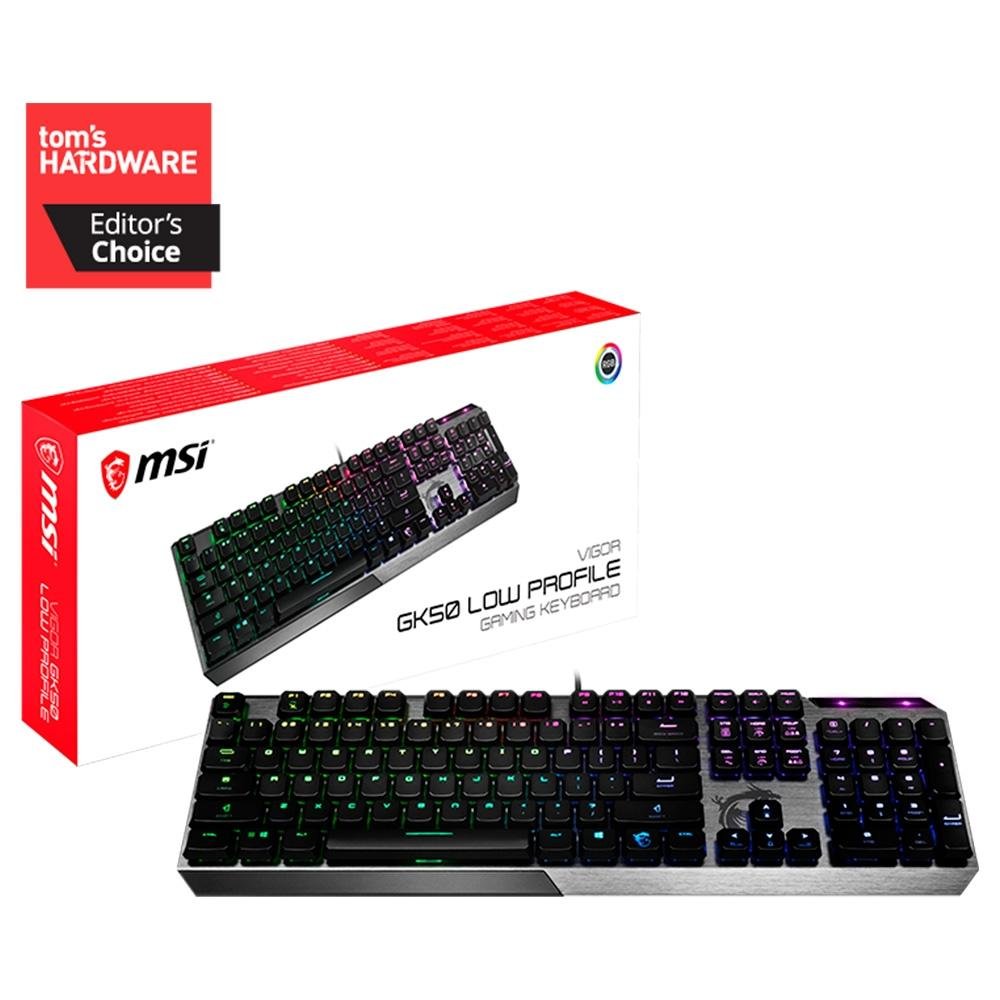 Imagem 5 de 5 do produto Teclado Gamer MSI Vigor GK50 Low Profile, RGB, USB, Steady Gaming, US, Preto - S11-04US254-GA7