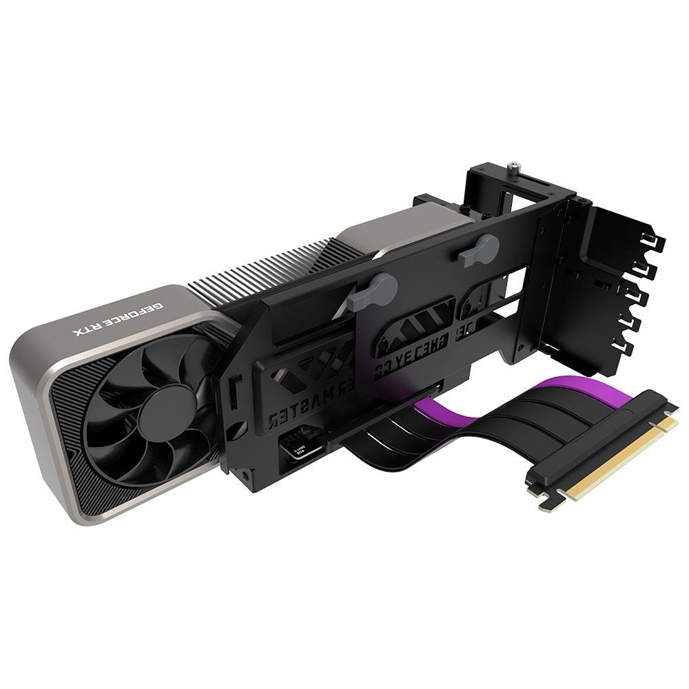 Imagem 4 de 10 do produto Kit Adaptador Cooler Master de Placa de Vídeo Vertical Universal V3, Pcie 4.0, com Cabo Riser 4.0 Incluso, Preto e Cinza - MCA-U000R-KFVK03