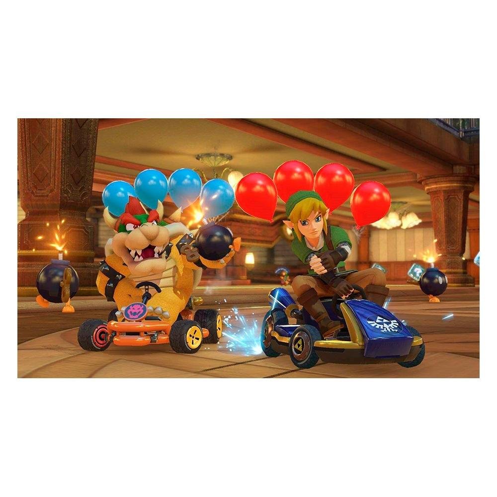 Imagem 8 de 10 do produto Console Nintendo Switch + Joy-Con Neon + Mario Kart 8 Deluxe + 3 Meses de Assinatura Nintendo Switch Online, Azul e Vermelho - HBDSKABL2