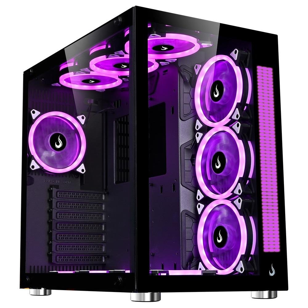 Gabinete Gamer ( Balão.info) Galaxy Glass Sound, Mid Tower, RGB, LED, Lateral e Frontal em Vidro Temperado, Sem Fans, Preto - RM-GA-GGS-FB - view 4