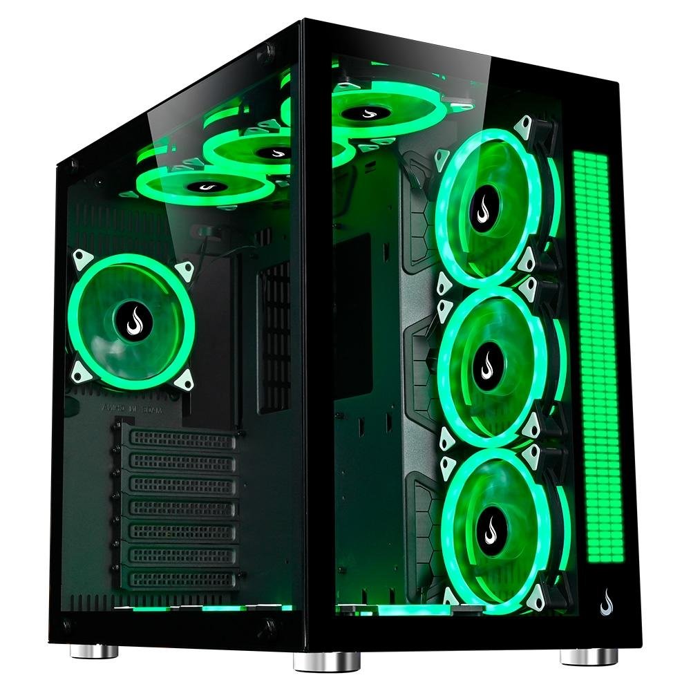 Imagem 6 de 12 do produto Gabinete Gamer Rise Mode Galaxy Glass Sound, Mid Tower, RGB, LED, Lateral e Frontal em Vidro Temperado, Sem Fans, Preto - RM-GA-GGS-FB
