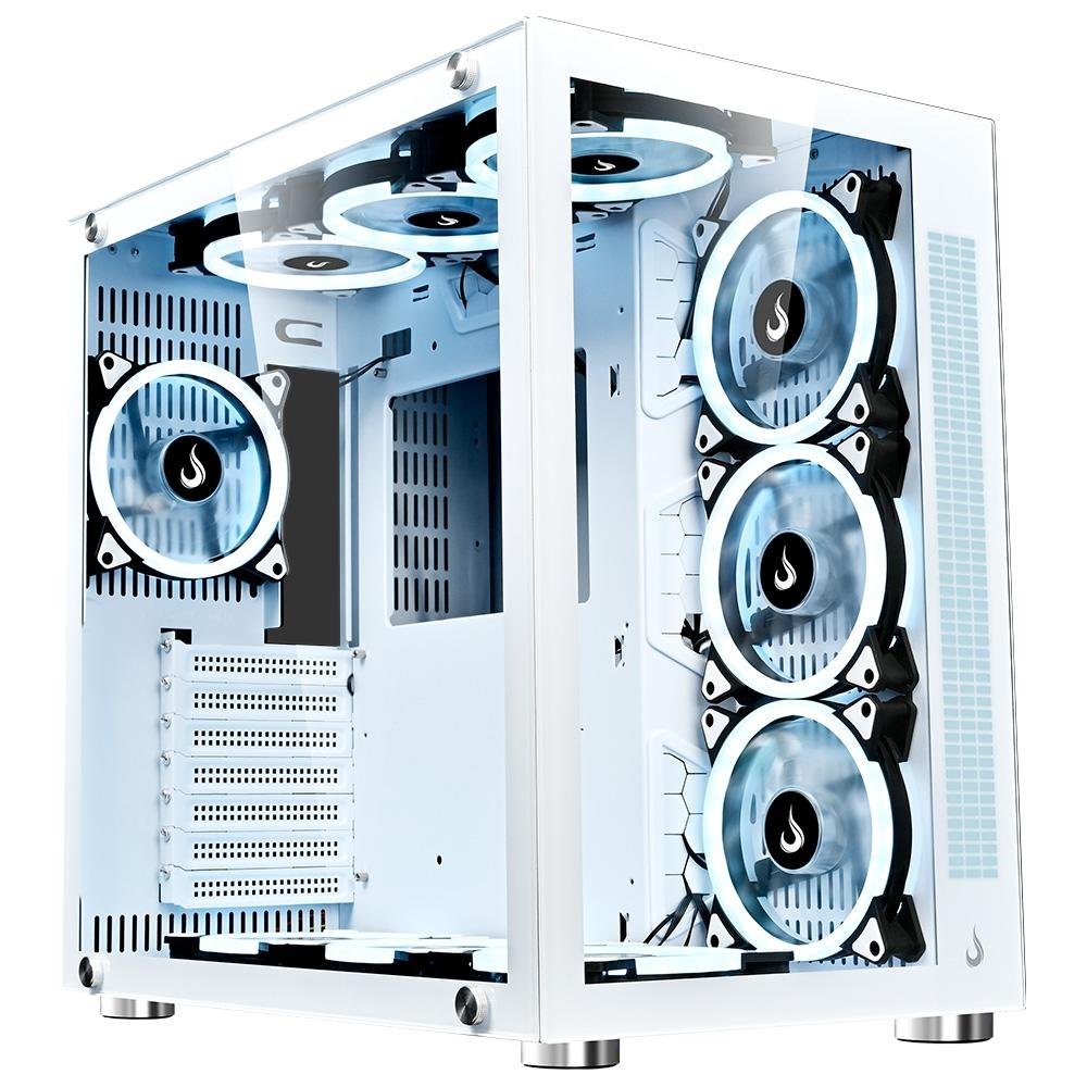 Imagem 2 de 10 do produto Gabinete Gamer Rise Mode Galaxy Glass Sound, Mid Tower, RGB, LED, Lateral e Frontal em Vidro Temperado, Sem Fans, Branco - RM-GA-GGS-FW
