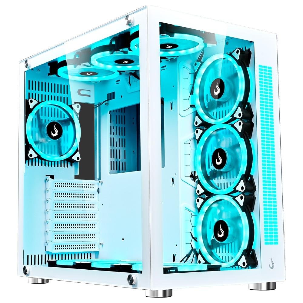 Imagem 4 de 10 do produto Gabinete Gamer Rise Mode Galaxy Glass Sound, Mid Tower, RGB, LED, Lateral e Frontal em Vidro Temperado, Sem Fans, Branco - RM-GA-GGS-FW