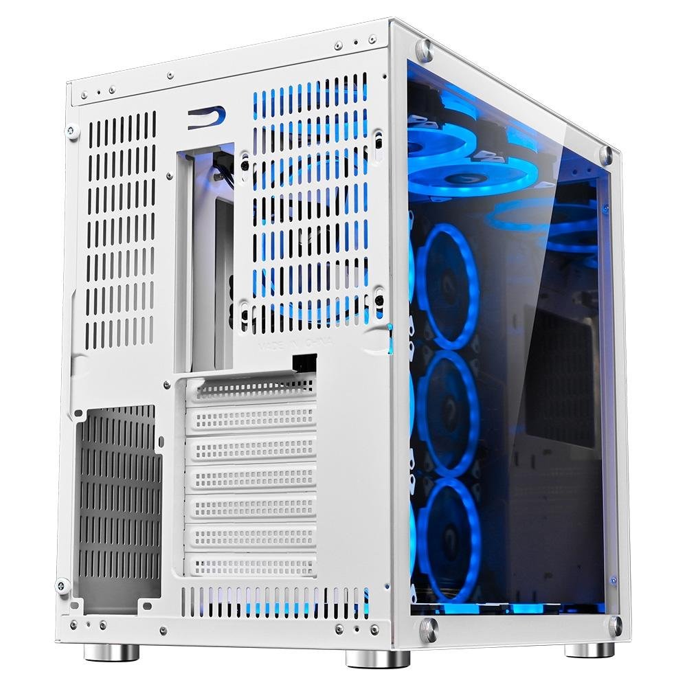 Imagem 7 de 10 do produto Gabinete Gamer Rise Mode Galaxy Glass Sound, Mid Tower, RGB, LED, Lateral e Frontal em Vidro Temperado, Sem Fans, Branco - RM-GA-GGS-FW