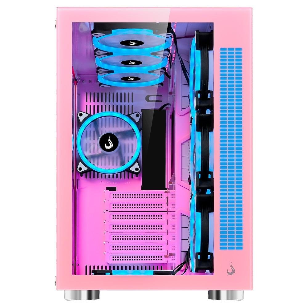 Gabinete Gamer Rise Mode Galaxy Glass Sound, Mid Tower, RGB, LED, Lateral e Frontal em Vidro Temperado, Sem Fans, Rosa - RM-GA-GGS-PK Gabinete Gamer Rise Mode Galaxy Glass Sound, Mid Tower, RGB, LED, Lateral e Frontal em Vidro Temperado, Sem Fans, Rosa - RM-GA-GGS-PK