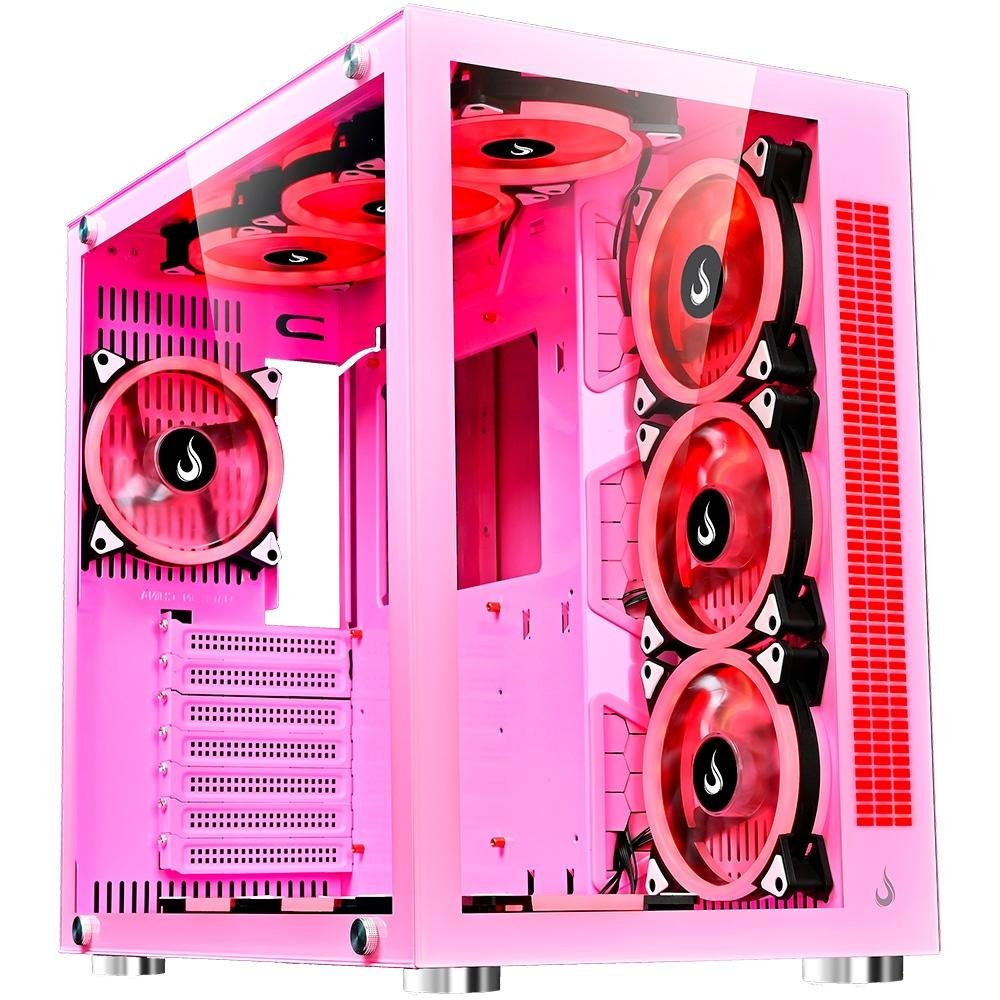 Gabinete Gamer Rise Mode Galaxy Glass Sound, Mid Tower, RGB, LED, Lateral e Frontal em Vidro Temperado, Sem Fans, Rosa - RM-GA-GGS-PK Gabinete Gamer Rise Mode Galaxy Glass Sound, Mid Tower, RGB, LED, Lateral e Frontal em Vidro Temperado, Sem Fans, Rosa - RM-GA-GGS-PK
