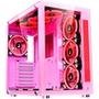 Gabinete Gamer Rise Mode Galaxy Glass Sound, Mid Tower, RGB, LED, Lateral e Frontal em Vidro Temperado, Sem Fans, Rosa - RM-GA-GGS-PK