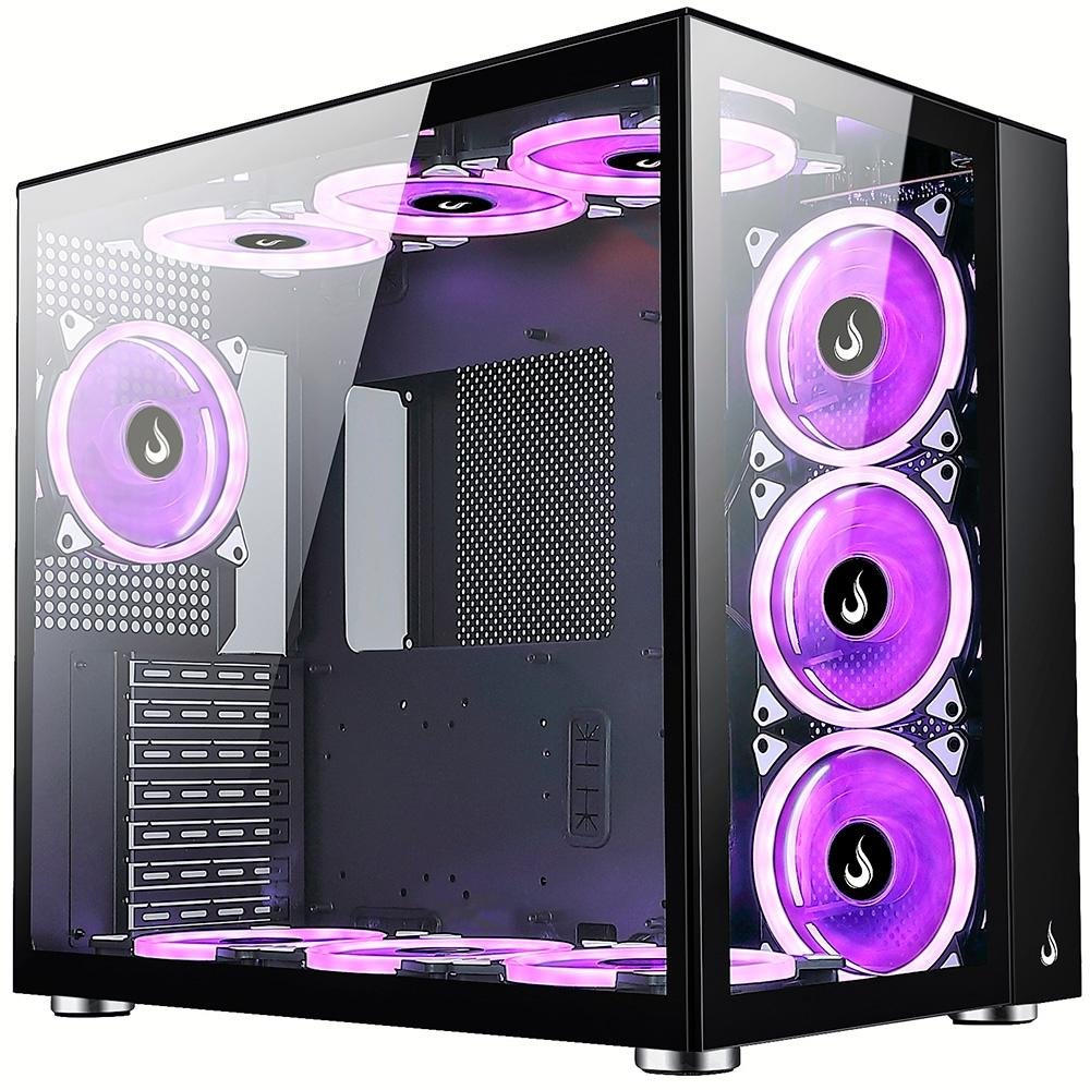 Gabinete Gamer Rise Mode Galaxy Glass Standard, Mid Tower, Lateral e Frontal em Vidro Temperado, Sem Fans, Preto - RM-GA-GGST-FB