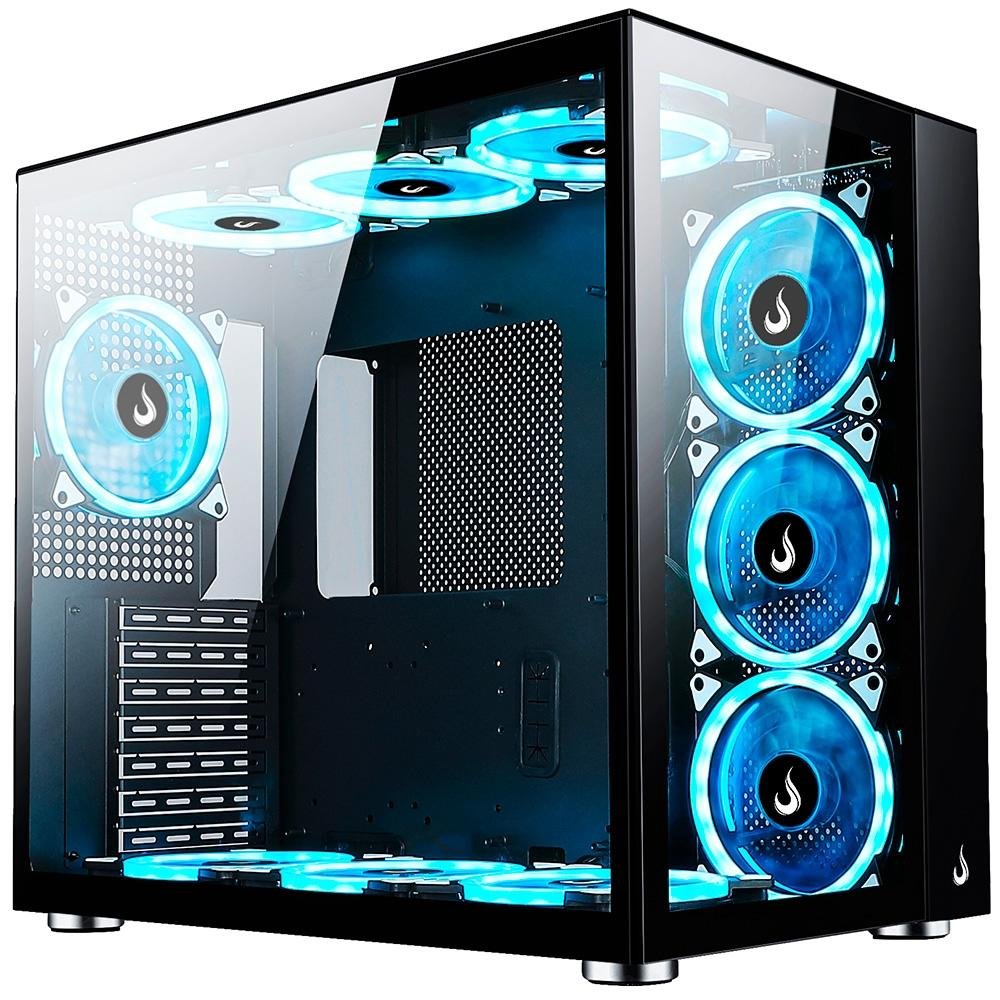Gabinete Gamer Rise Mode Galaxy Glass Standard, Mid Tower, Lateral e Frontal em Vidro Temperado, Sem Fans, Preto - RM-GA-GGST-FB