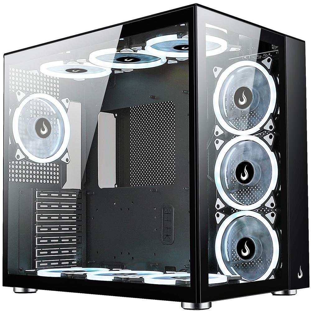 Gabinete Gamer Rise Mode Galaxy Glass Standard, Mid Tower, Lateral e Frontal em Vidro Temperado, Sem Fans, Preto - RM-GA-GGST-FB