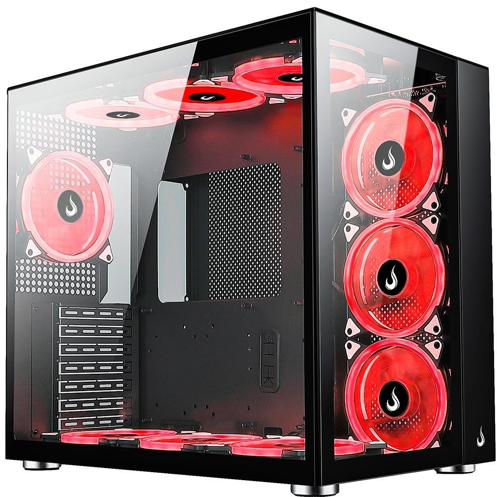 Gabinete Gamer Rise Mode Galaxy Glass Standard, Mid Tower, Lateral e Frontal em Vidro Temperado, Sem Fans, Preto - RM-GA-GGST-FB