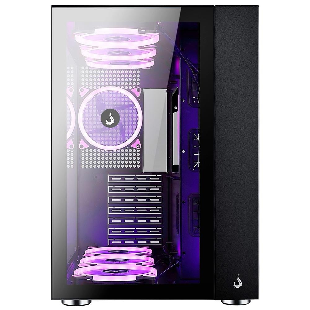 Gabinete Gamer Rise Mode Galaxy Glass Standard, Mid Tower, Lateral e Frontal em Vidro Temperado, Sem Fans, Preto - RM-GA-GGST-FB
