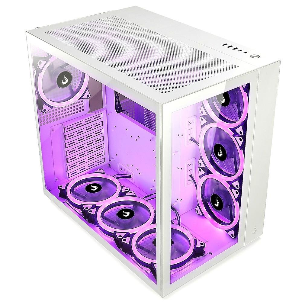 Imagem 8 de 9 do produto Gabinete Gamer Rise Mode Galaxy Glass Standard, Mid Tower, Lateral e Frontal em Vidro Temperado, Sem Fans, Branco - RM-GA-GGST-FW