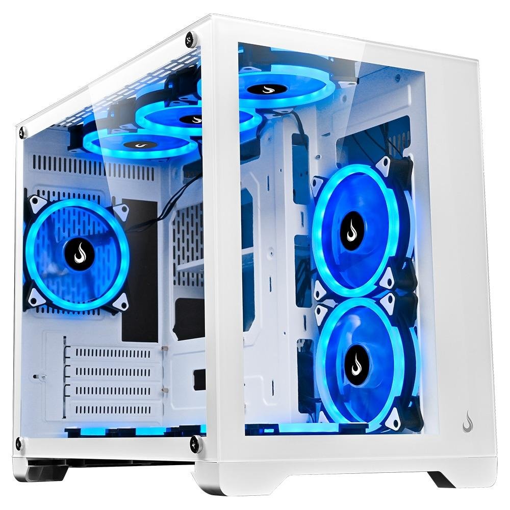 Gabinete Gamer Rise Mode Galaxy Glass M, Mini Tower, Lateral e Frontal em Vidro Temperado, Sem Fans, Branco - RM-GA-GGM-FW Gabinete Gamer Rise Mode Galaxy Glass M, Mini Tower, Lateral e Frontal em Vidro Temperado, Sem Fans, Branco - RM-GA-GGM-FW