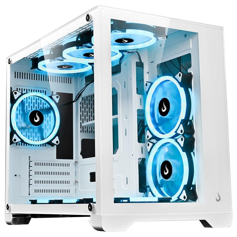 Gabinete Gamer Rise Mode Galaxy Glass M, Mini Tower, Lateral e Frontal em Vidro Temperado, Sem Fans, Branco - RM-GA-GGM-FW Gabinete Gamer Rise Mode Galaxy Glass M, Mini Tower, Lateral e Frontal em Vidro Temperado, Sem Fans, Branco - RM-GA-GGM-FW
