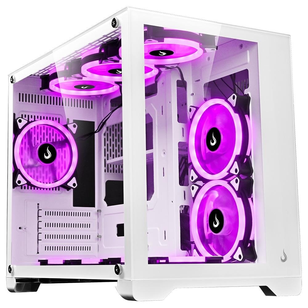 Gabinete Gamer Rise Mode Galaxy Glass M, Mini Tower, Lateral e Frontal em Vidro Temperado, Sem Fans, Branco - RM-GA-GGM-FW Gabinete Gamer Rise Mode Galaxy Glass M, Mini Tower, Lateral e Frontal em Vidro Temperado, Sem Fans, Branco - RM-GA-GGM-FW