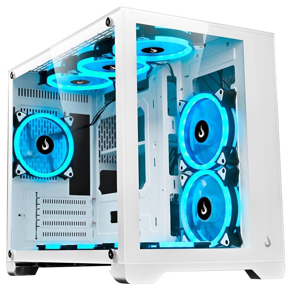 Gabinete Gamer Rise Mode Galaxy Glass M, Mini Tower, Lateral e Frontal em Vidro Temperado, Sem Fans, Branco - RM-GA-GGM-FW Gabinete Gamer Rise Mode Galaxy Glass M, Mini Tower, Lateral e Frontal em Vidro Temperado, Sem Fans, Branco - RM-GA-GGM-FW