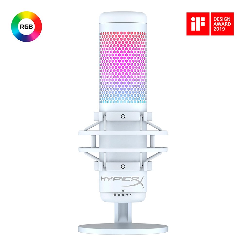 Microfone Gamer HyperX QuadCast S Podcast, Antivibração, LED RGB, USB, Compatível com PC, PS4 e Mac, Branco - 519P0AA Microfone Gamer HyperX QuadCast S Podcast, Antivibração, LED RGB, USB, Compatível com PC, PS4 e Mac, Branco - 519P0AA