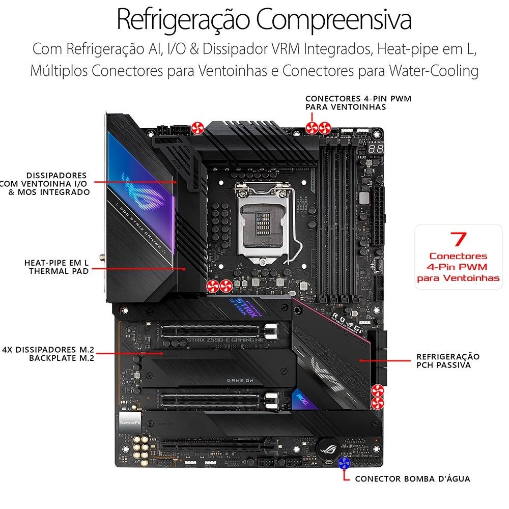 Placa-Mãe Asus Rog Strix Z590-E Wi-Fi | KaBuM!