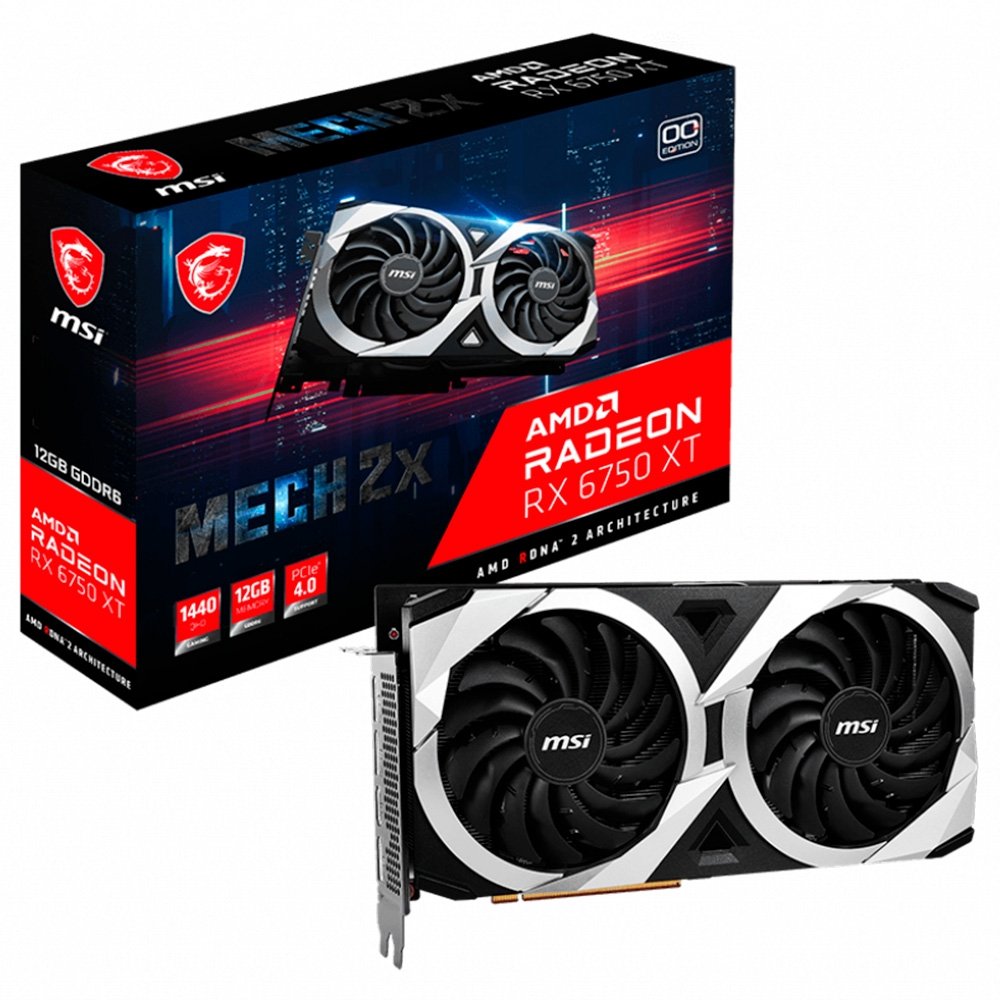 Placa de Vídeo RX 6750 XT Mech MSI AMD Radeon, 12GB GDDR6, Ray Tracing - RX 6750 XT MECH 2X 12G OC Placa de Vídeo RX 6750 XT Mech MSI AMD Radeon, 12GB GDDR6, Ray Tracing - RX 6750 XT MECH 2X 12G OC