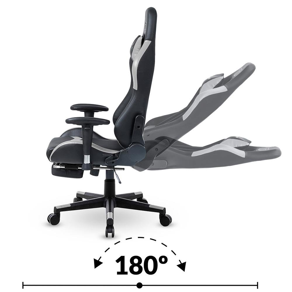 Imagem 7 de 13 do produto Cadeira Gamer XT Racer Speed Series, Até 120kg, Com Almofadas e Apoio de Pés, Reclinável, Descanso de Braço 2D, Preto e Cinza - XTS170