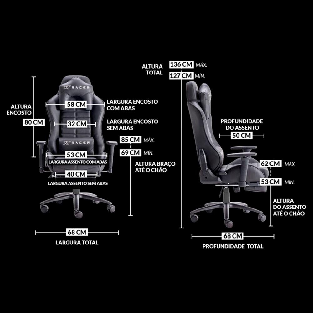 Cadeira Gamer XT Racer Platinum W Series, Até 120kg, Com Almofadas, Reclinável, Descanso de Braço 3D, Preto - XTR-010 - view 8