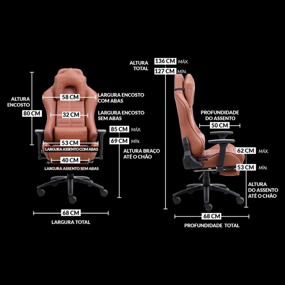 Cadeira Gamer XT Racer Platinum W Series, Até 120kg, Com Almofadas, Reclinável, Descanso de Braço 3D, Marrom - XTR-016 - view 8