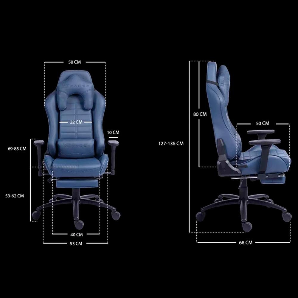 Cadeira Gamer XT Racer Platinum W Series, Até 120kg, Com Almofadas, Reclinável, Descanso de Braço 3D, Azul - XTR-067 - view 12