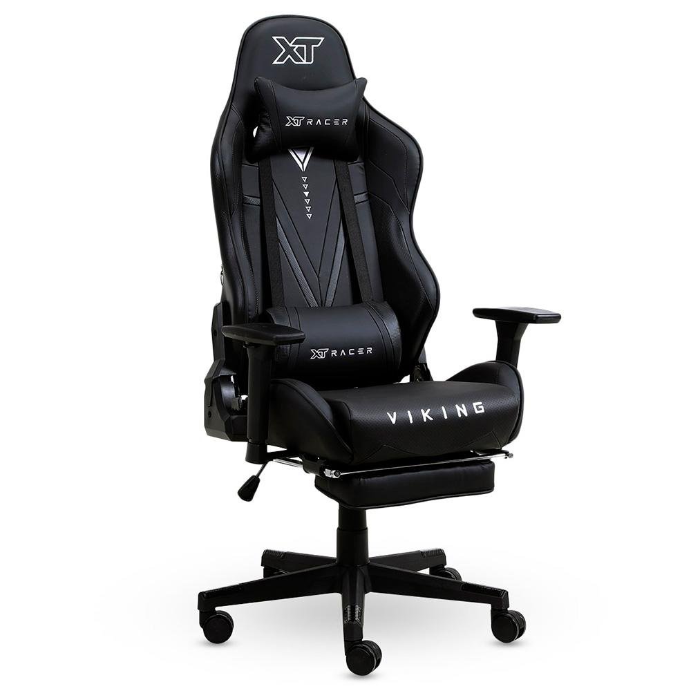 Imagem 3 de 8 do produto Cadeira Gamer XT Racer Viking Series, Até 120kg, Com Almofadas e Apoio de Pés, Reclinável, Descanso de Braço 3D, Preto - XTR-018