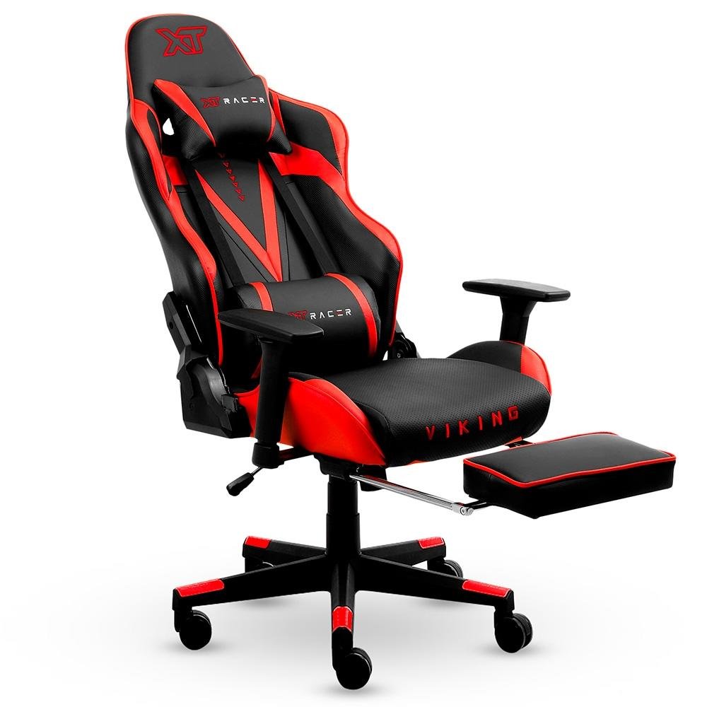 Cadeira Gamer XT Racer Viking Series, Até 120kg, Com Almofadas e Apoio de Pés, Reclinável, Descanso de Braço 3D, Preto e Vermelho - XTR-026 Cadeira Gamer XT Racer Viking Series, Até 120kg, Com Almofadas e Apoio de Pés, Reclinável, Descanso de Braço 3D, Preto e Vermelho - XTR-026