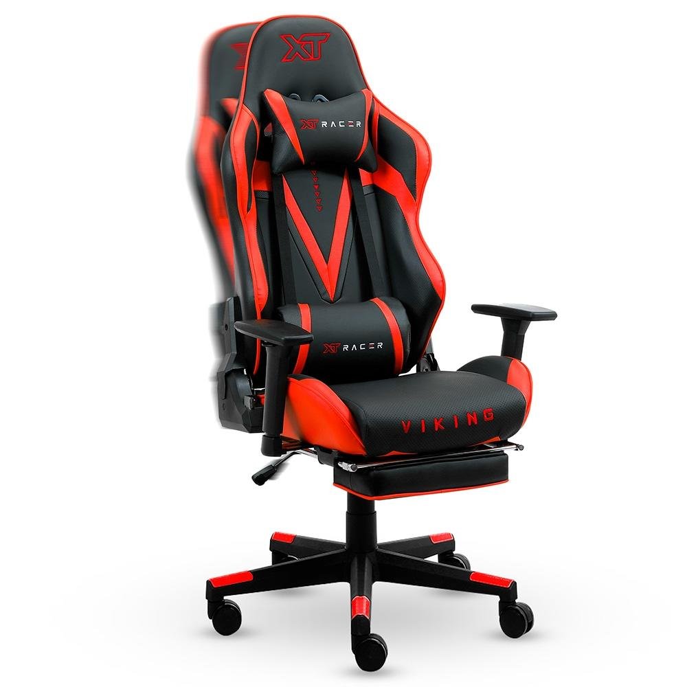 Cadeira Gamer XT Racer Viking Series, Até 120kg, Com Almofadas e Apoio de Pés, Reclinável, Descanso de Braço 3D, Preto e Vermelho - XTR-026 Cadeira Gamer XT Racer Viking Series, Até 120kg, Com Almofadas e Apoio de Pés, Reclinável, Descanso de Braço 3D, Preto e Vermelho - XTR-026