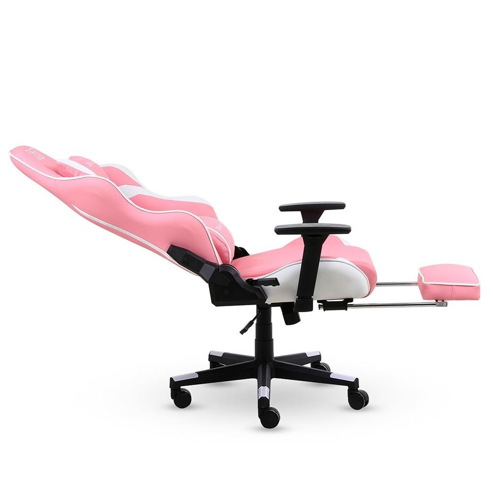 Imagem 6 de 9 do produto Cadeira Gamer XT Racer Viking Series, Até 120kg, Com Almofadas e Apoio de Pés, Reclinável, Descanso de Braço 3D, Rosa e Branco - XTR-023