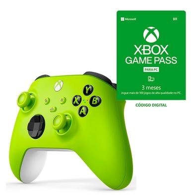 Kit Controle Sem Fio Xbox Eletric Volt + Gift Card PC Game Pass - 3 Meses -  Código Digital Xbox