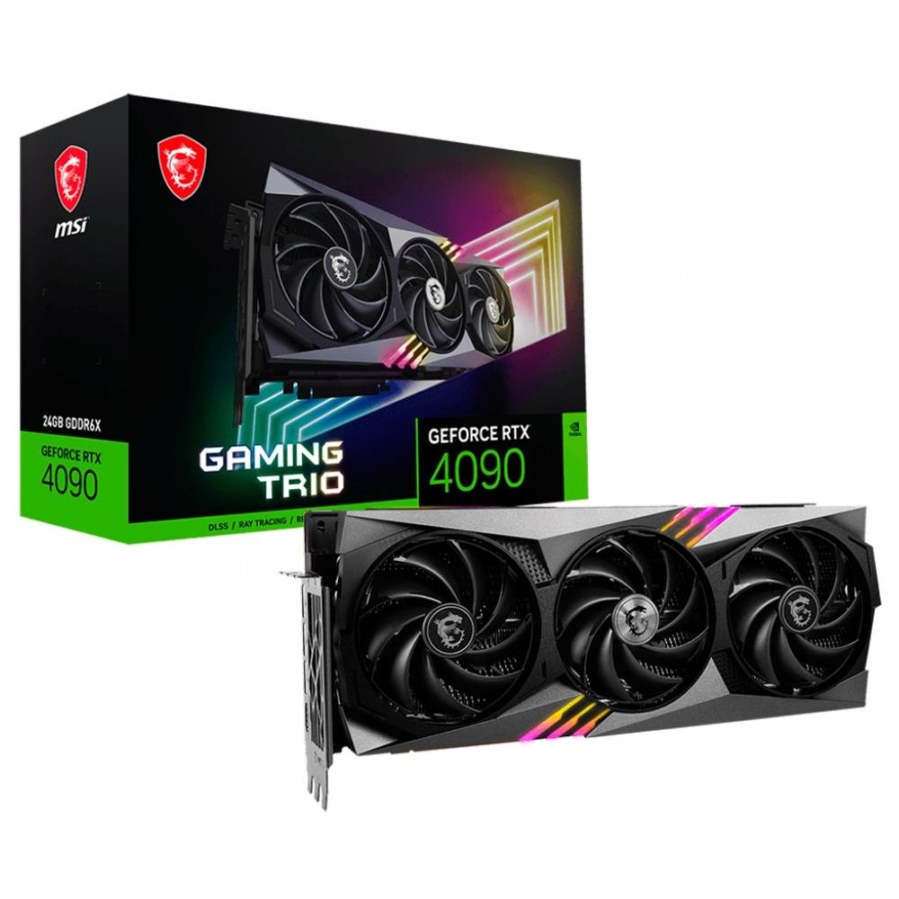 Placa de Vídeo RTX 4090 Gaming Trio MSI NVIDIA GeForce, 24 GB GDDR6X, DLSS, Ray Tracing - GeForce RTX 4090 24G GAMING TRIO Placa de Vídeo RTX 4090 Gaming Trio MSI NVIDIA GeForce, 24 GB GDDR6X, DLSS, Ray Tracing - GeForce RTX 4090 24G GAMING TRIO