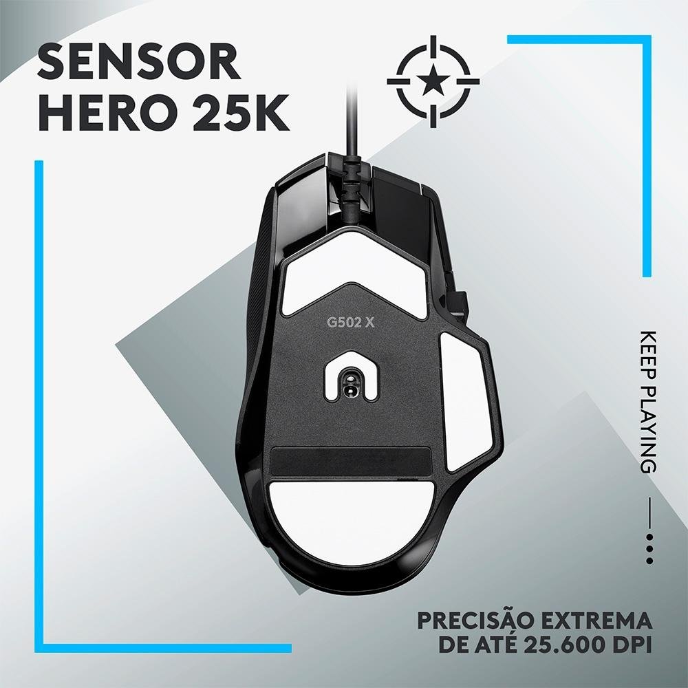 Mouse Gamer Logitech G502 X, 25600 DPI, 13 Botões, Switch Híbrido, Preto - 910-006137 - view 2