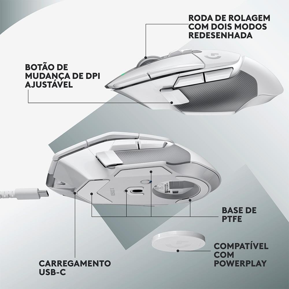 Mouse Gamer Sem Fio ( Balão.info) X ( Balão.info) DPI, 13 Botões, Switch, Branco - 910-( Balão.info - foto 6