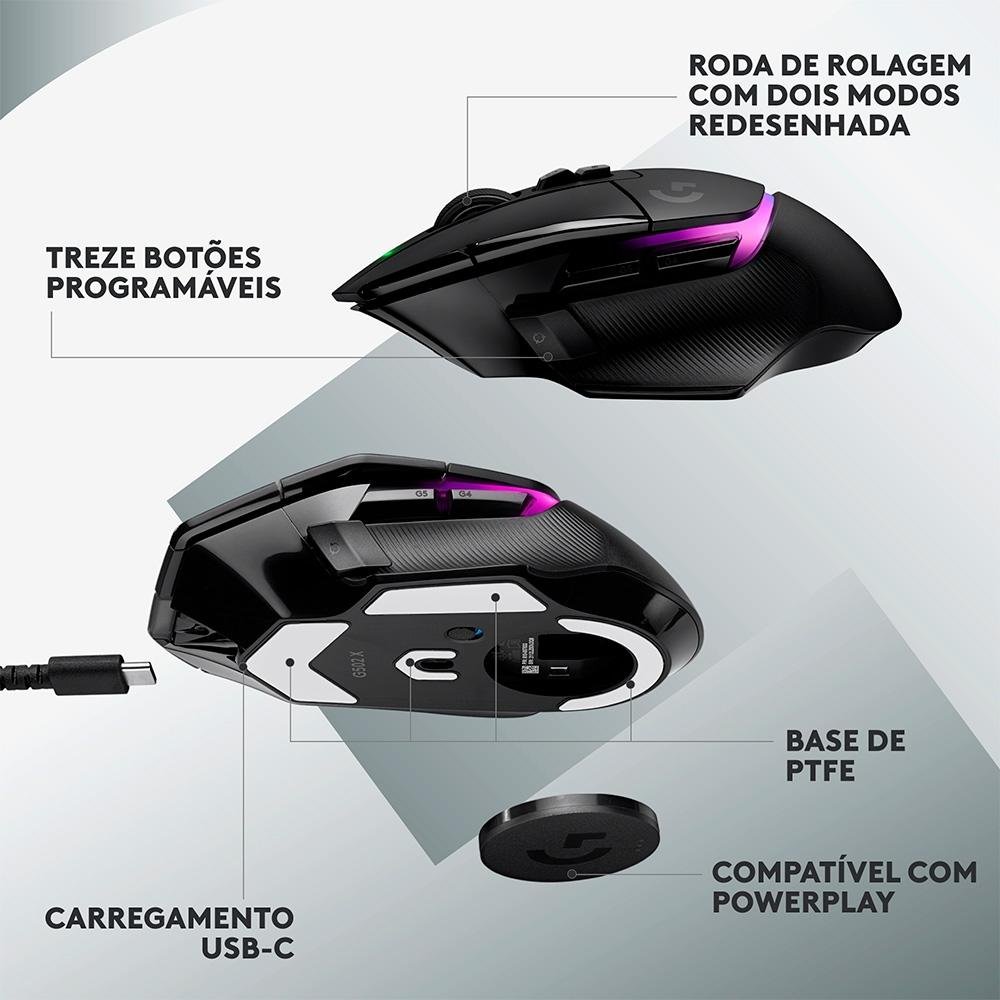 Mouse Gamer Sem Fio ( Balão.info) X Plus, RGB, ( Balão.info) DPI, 13 Botões, Switch, Preto - 910-( Balão.info - foto 7